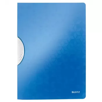 LEITZ WOW ColorClip A4 Pasta de pinça, azul metálico com superfície em relevo 3D, interior cinzento-claro, capacidade de 30 folhas 4185-00-36