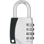 ABUS 155/40 Cadeado de combinação de 4 dígitos ajustável, corpo de alumínio, arco de aço temperado, prateado ABVS30890