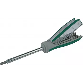 BRÜDER MANNESMANN GREEN LINE Chave de fendas de bits de 19 polegadas com depósito de bits integrado (M29840)