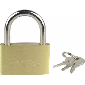 Brüder Mannesmann Cadeado de latão maciço de 38 mm com chave M413-40 dourado-amarelo