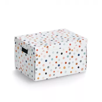 Zeller Dots Caixa de arrumação branca com pontos 25 x 35 x 20 cm 14475