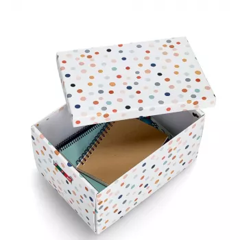 Zeller Dots Caixa de arrumação branca com pontos 25 x 35 x 20 cm 14475