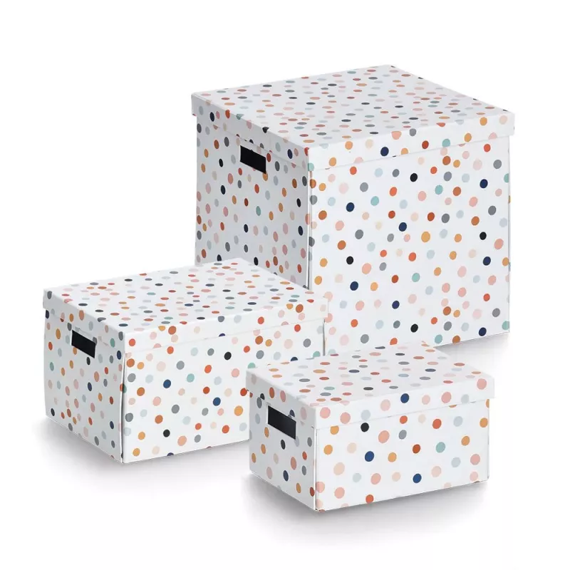 Zeller Dots Caixa de arrumação branca com pontos 25 x 35 x 20 cm 14475