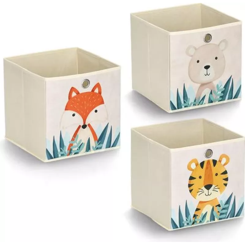 Zeller Present 14478 Cesto de arrumação de brinquedos autónomo bege multicolor