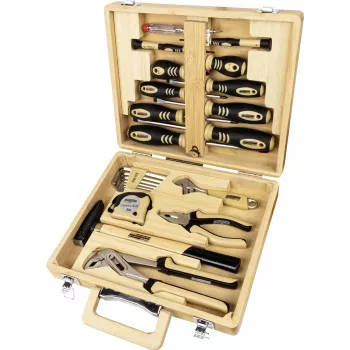 Conjunto de ferramentas BRÜDER MANNESMANN MAN 29001 de 24 peças em estojo de bambu M29001