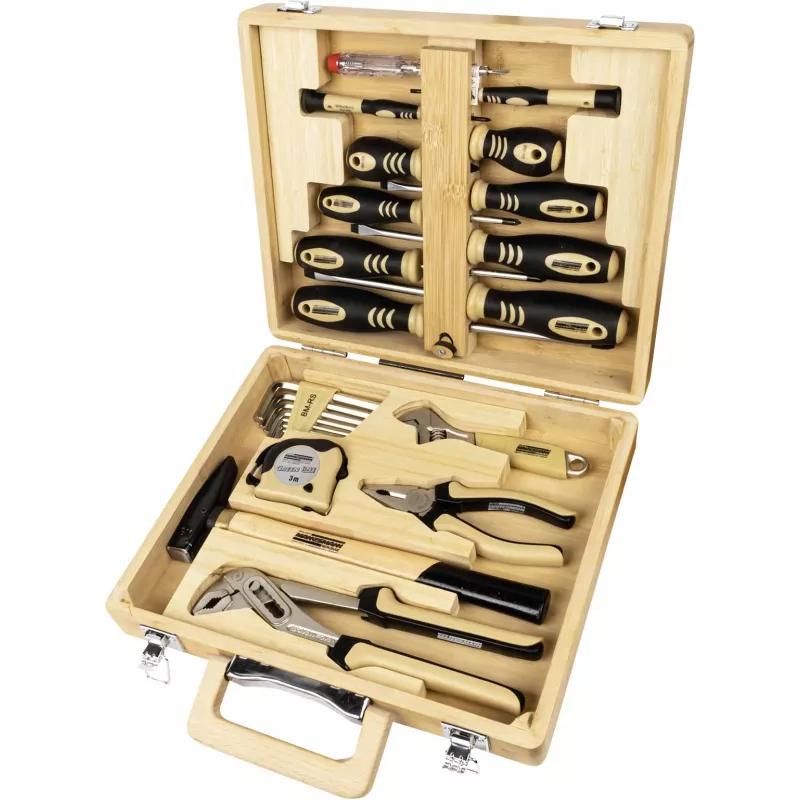 Conjunto de ferramentas BRÜDER MANNESMANN MAN 29001 de 24 peças em estojo de bambu M29001