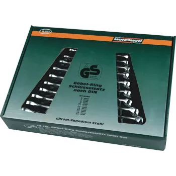 Conjunto de chaves combinadas BRÜDER MANNESMANN, 12 peças, aço cromo-vanádio, DIN 3113, 6-22 mm, cromadas (130-12 DIN)