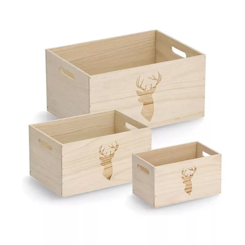 Caixa de arrumação Zeller Hirsch natural 35 x 25 x 18 cm 15222