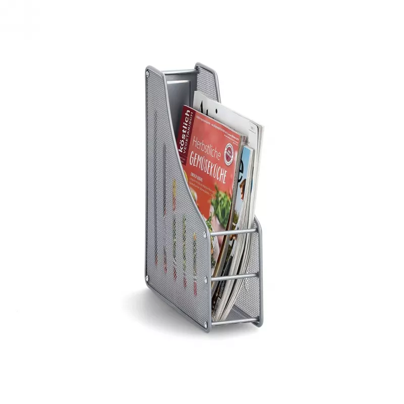 Porta-revistas de pé ZELLER MESHLINE em grelha metálica prateada DIN A4/C4 17700