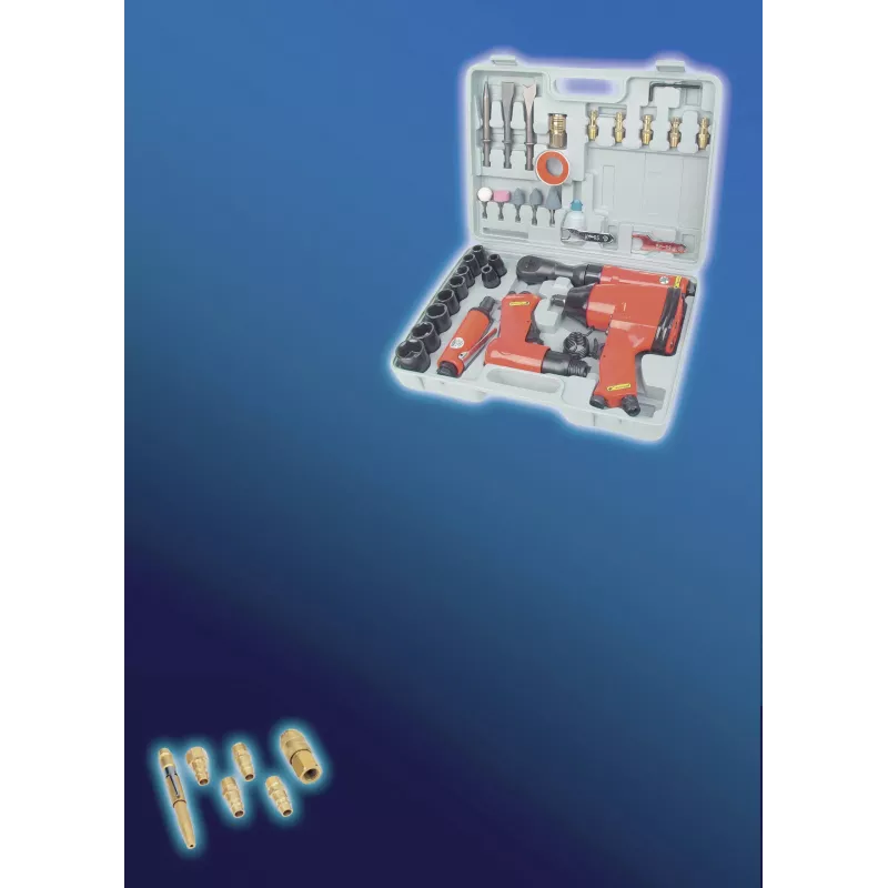 Conjunto de ferramentas pneumáticas Brüder Mannesmann 15033 1/2 polegadas chave de impacto, chave de roquete, martelo de cinzel, rebarbadora reta, 40 peças