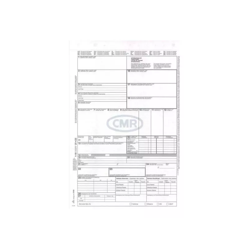 RNK Verlag Carta de porte internacional CMR, conjunto autocopiativo de 4 partes, DIN A4, para Alemanha 2100