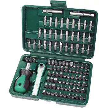 BRÜDER MANNESMANN Conjunto de bits de segurança de 99 peças, 95 bits de cromo-vanádio, sextavado 1/4 polegadas, suporte magnético, estojo organizador 29899