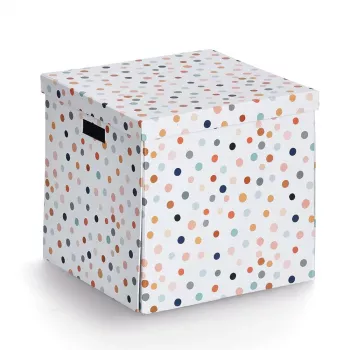 Caixa de armazenamento Zeller Dots com bolinhas brancas 33,5 x 33 x 32 cm 14476