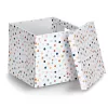 Caixa de armazenamento Zeller Dots com bolinhas brancas 33,5 x 33 x 32 cm 14476