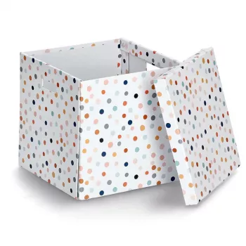 Caixa de armazenamento Zeller Dots com bolinhas brancas 33,5 x 33 x 32 cm 14476