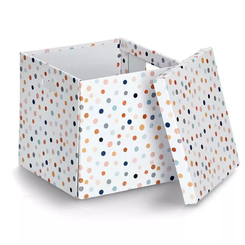 Caixa de armazenamento Zeller Dots com bolinhas brancas 33,5 x 33 x 32 cm 14476