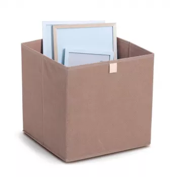 Caixa de armazenamento cúbica Zeller Mocca 32 x 32 x 32 cm com tampa e asa 14541