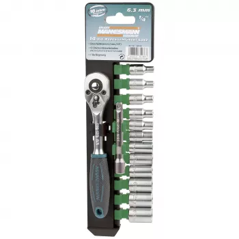 Conjunto de chaves de caixa Brüder Mannesmann M29114 14 peças com encaixe 1/4 polegadas, cromo-vanádio, 4-13 mm