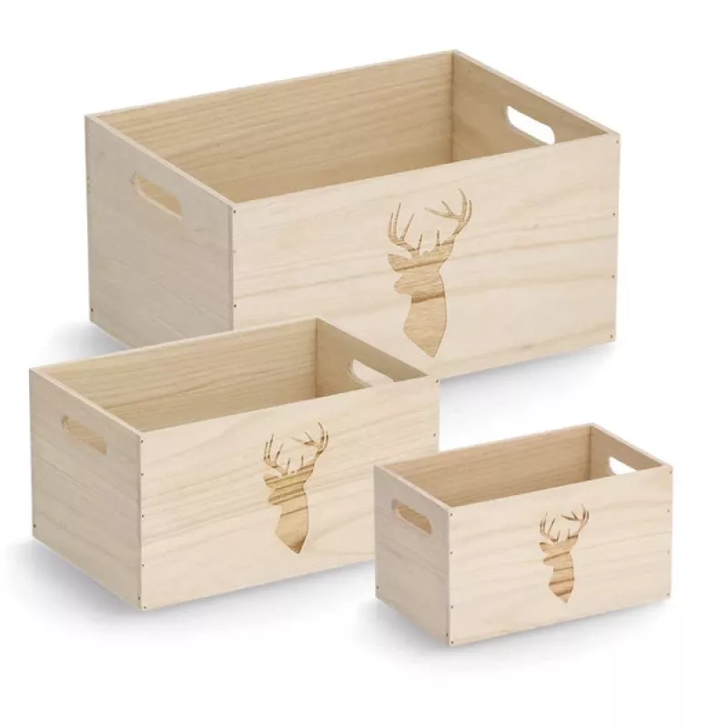Caixa de armazenamento Zeller Hirsch natural 25 x 15 x 14 cm (15220)