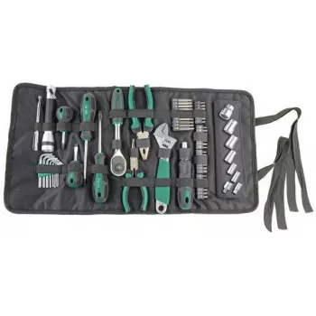 Conjunto de 65 ferramentas Brüder Mannesmann M21170 em bolsa têxtil, aço cromo-vanádio, preto/verde