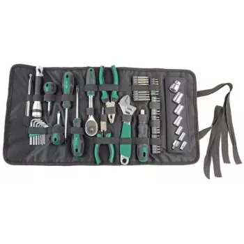 Conjunto de 65 ferramentas Brüder Mannesmann M21170 em bolsa têxtil, aço cromo-vanádio, preto/verde
