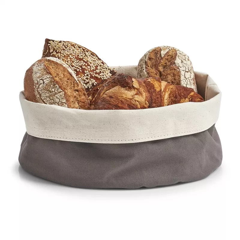 Zeller cesto de pão 18006 – cesto de tecido dobrável com estrutura metálica, cinzento, 20 x 20 x 7 cm