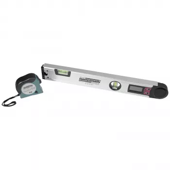 Brüder Mannesmann medidor de ângulos digital com nível, 400 mm, LCD, 0-220°, resolução 0,1°, alumínio (M81230)