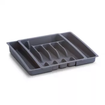 Zeller 24887 caixa para talheres, plástico, cinzento