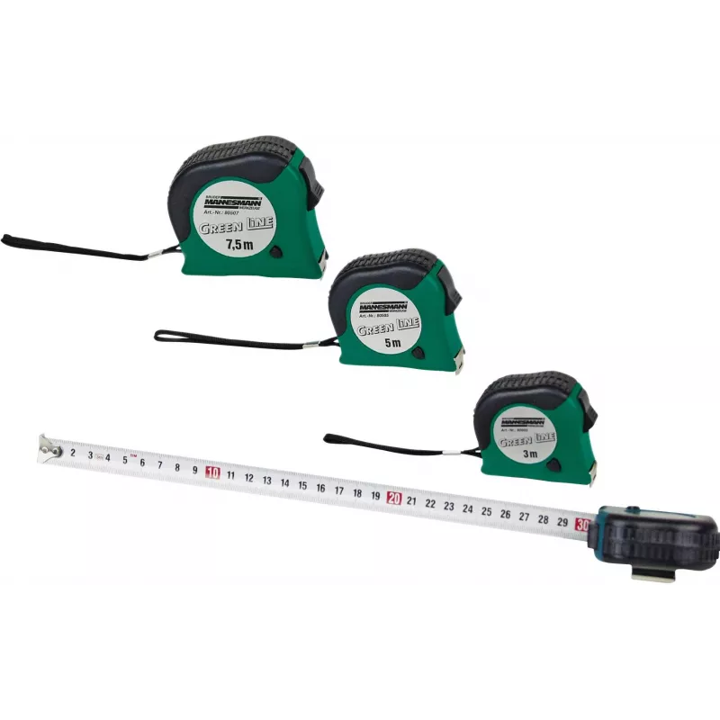 Brüder Mannesmann M80503 fita métrica 5 m com fita de aço de 19 mm, caixa de ABS emborrachada, métrica, classe II