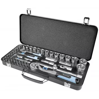 Brüder Mannesmann Q25010 conjunto de chaves de caixa 65 peças, encaixe de 1/4