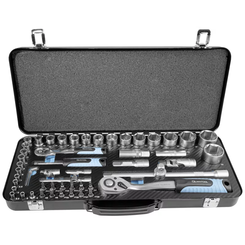 Brüder Mannesmann Q25010 conjunto de chaves de caixa 65 peças, encaixe de 1/4