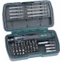 BRÜDER MANNESMANN GREEN LINE Conjunto de 53 peças de bits e chaves de caixa em caixa de plástico, bits em aço S2, chaves de caixa CrV, encaixe de 1/4 polegadas M29853
