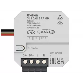Theben DU 1 DALI S RF KNX UP Atuador KNX RF DALI para embutir, 1 canal, broadcast 4941681
