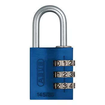 ABUS 145/30 Cadeado de combinação de alumínio, 3 dígitos, azul