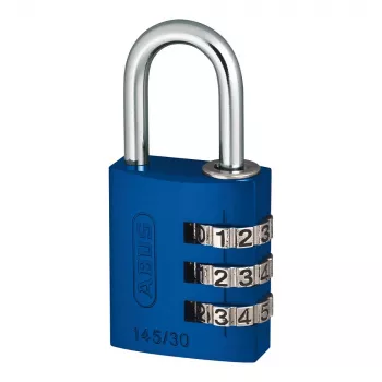 ABUS 145/30 Cadeado de combinação de alumínio, 3 dígitos, azul