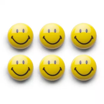 Conjunto de ímanes Smiley Zeller 6 unid. 3 cm amarelo 11204