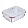 Westmark Recipiente de armazenamento de alimentos Click & Close 2,25 L retangular tampa prateada transparente SAN hermético à prova de fugas sem BPA 23692270