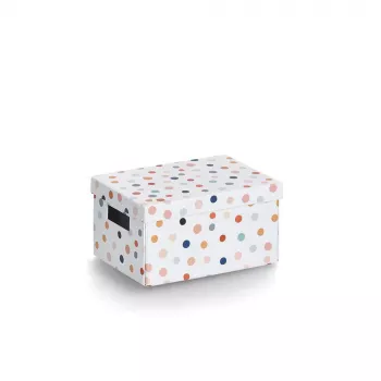 Zeller Caixa de armazenamento Dots branca com pontos 18,0 cm x 25,0 cm 14474