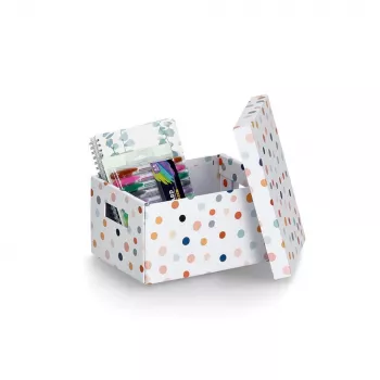 Zeller Caixa de armazenamento Dots branca com pontos 18,0 cm x 25,0 cm 14474