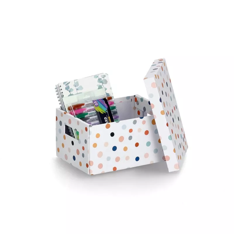 Zeller Caixa de armazenamento Dots branca com pontos 18,0 cm x 25,0 cm 14474