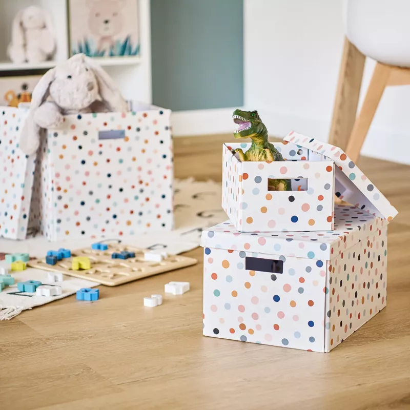 Zeller Caixa de armazenamento Dots branca com pontos 18,0 cm x 25,0 cm 14474