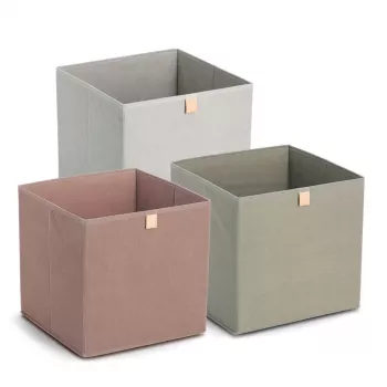 Zeller Caixa de armazenamento em tecido caqui 32x32x32 cm organizador cúbico dobrável 14540