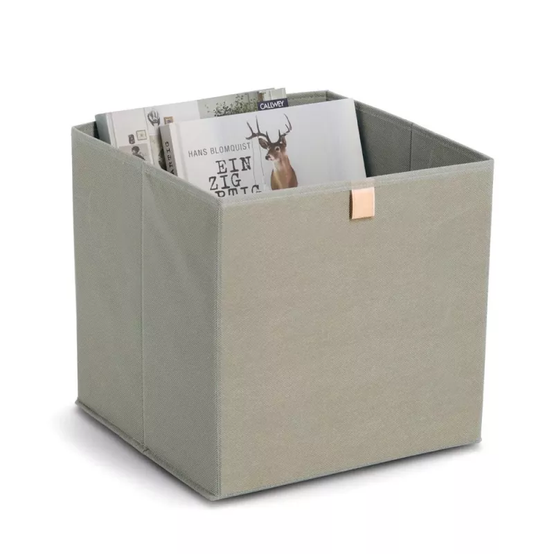 Zeller Caixa de armazenamento em tecido caqui 32x32x32 cm organizador cúbico dobrável 14540