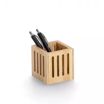 Zeller Porta-canetas de bambu castanho 8x8x8 cm 15201