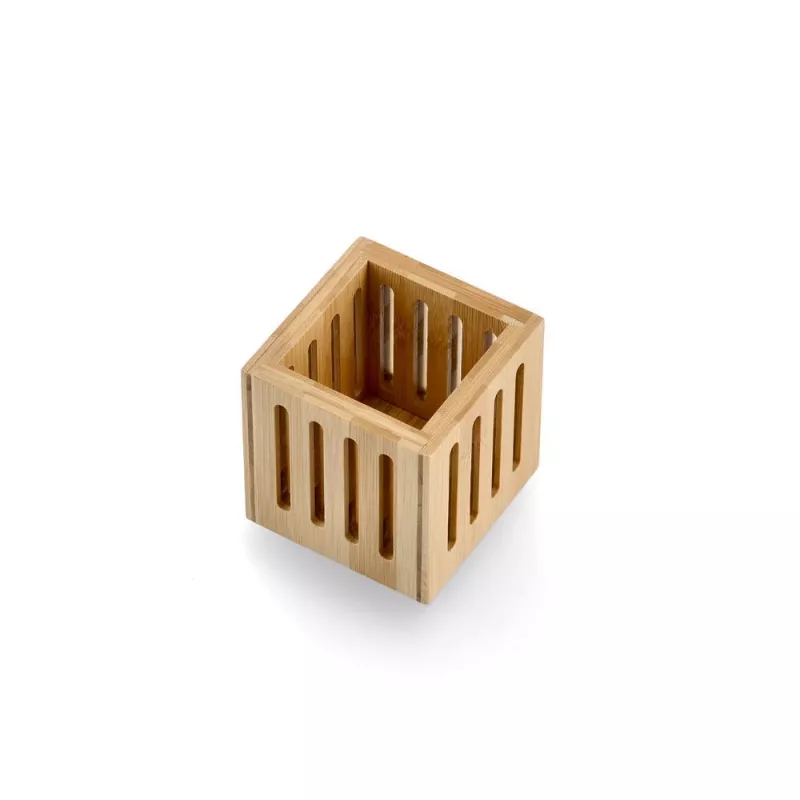 Zeller Porta-canetas de bambu castanho 8x8x8 cm 15201
