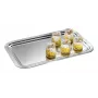 APS CLASSIC Travessa retangular 530x325 mm prateada niquelada cromada brilhante com linhas
