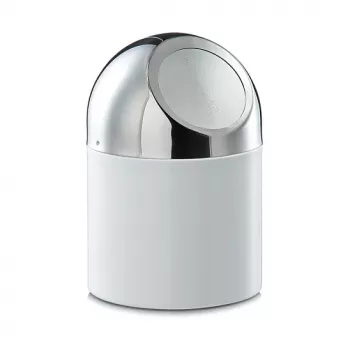 Zeller caixote do lixo de mesa 1,2 L branco com tampa basculante de aço inoxidável 27203