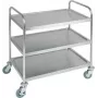 Carrinho de servir APS 11979 em aço inoxidável com 3 níveis, 91x59 cm, capacidade de carga 120 kg, rodas giratórias com travões