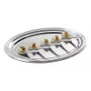 Travessa de servir retangular APS CLASSIC 460x340mm prateada niquelada e cromada metal com linhas