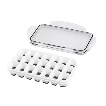 Caixa de cubos de gelo APS com tampa, transparente/cinzento, conjunto de 2, polipropileno, adequada para máquina de lavar louça 36103